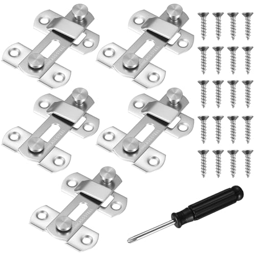 5 x Edelstahl Tür Riegel,Edelstahl Türriegel Bolzenriegel Klein Flip Türschloss Flip Latch, Türverriegelung,Tür Schieberiegel für Badezimmer Fenster Schrank Riegelschloss + Schraubendreher(Silber) von runxsam