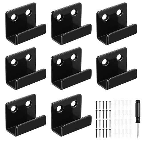 8 Stück U Winkel Halterung, U Winkel Metall Wandhaken zum Schrauben, Schwerlasthaken Wandhalterung Edelstahl Keramikfliesen Display Wandhaken für Badezimmer Küche Garage, 14 mm Innenbreite, Schwarz von runxsam