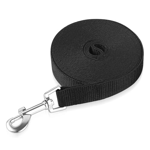 Schleppleine 5m für Hunde, 5m Hundeleine mit D-Karabiner, Wasserdicht Laufleine für Hundes, Nylon Lange Hundeleine Ausbildungsleine für Kleine bis Große Hunde(Schwarz) von runxsam