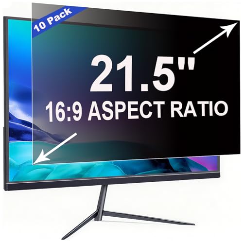 ruord 10 Stück Sichtschutzfolie für 21.5 Zoll 16:9 (47.7x26.8cm) Monitor - Blaulichtfilter & Blendschutz, Abnehmbar Blickschutzfolie | PC Blickschutzfilter für Büro von ruord