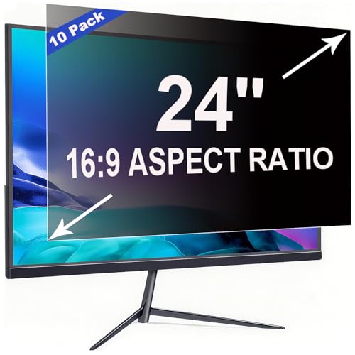 ruord 10 Stück Sichtschutzfolie für 24 Zoll 16:9 (53.1x29.9cm) Monitor - Blaulichtfilter & Blendschutz, Abnehmbar Blickschutzfolie | PC Blickschutzfilter für Büro von ruord