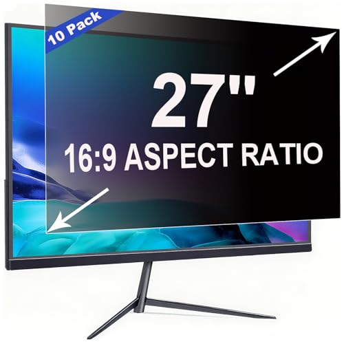 ruord 10 Stück Sichtschutzfolie für 27 Zoll 16:9 (59.7x33.6cm) Monitor - Blaulichtfilter & Blendschutz, Abnehmbar Blickschutzfolie | PC Blickschutzfilter für Büro von ruord