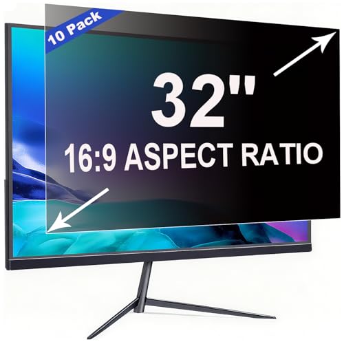 ruord 10 Stück Sichtschutzfolie für 32 Zoll 16:9 (70.8x39.8cm) Monitor - Blaulichtfilter & Blendschutz, Abnehmbar Blickschutzfolie | PC Blickschutzfilter für Büro von ruord