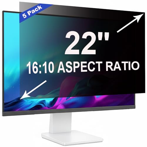 ruord 5 Stück Sichtschutzfolie für 22 Zoll 16:10 (47.4x29.7cm) Monitor - Blaulichtfilter & Blendschutz, Abnehmbar Blickschutzfolie | PC Blickschutzfilter für Büro von ruord