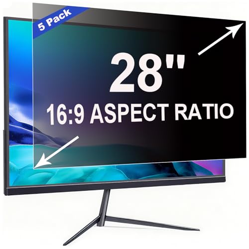 ruord 5 Stück Sichtschutzfolie für 28 Zoll 16:9 (62.1x34.2cm) Monitor - Blaulichtfilter & Blendschutz, Abnehmbar Blickschutzfolie | PC Blickschutzfilter für Büro von ruord
