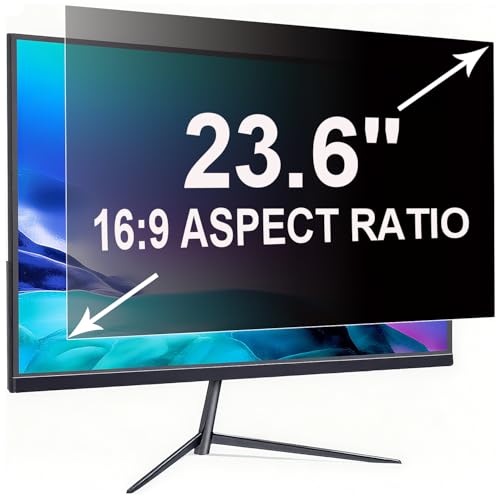ruord Sichtschutzfolie für 23.6 Zoll 16:9 (52.2x29.4cm) Monitor - Blaulichtfilter & Blendschutz, Abnehmbar Blickschutzfolie | PC Blickschutzfilter für Büro von ruord
