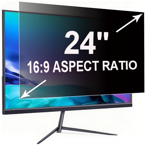 ruord Sichtschutzfolie für 24 Zoll 16:9 (53.1x29.9cm) Monitor - Blaulichtfilter & Blendschutz, Abnehmbar Blickschutzfolie | PC Blickschutzfilter für Büro von ruord
