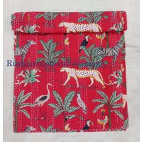 New Red Animal Print Bettüberwurf Baumwolle Kantha Tiger Tagesdecke Überwurf von ruralartandcrafts