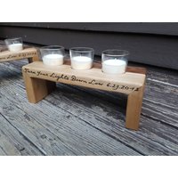 3. Jahrestaggeschenk - Moderne 3 Votiv Kerzenhalter Hand Graviert Monogramm Holz Geschenke 6. Jahrestagsgeschenke von rusticcraftdesign