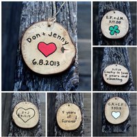 Benutzerdefinierte Astscheibe Ornament - Baum Mit Jute Krawatte Natürlich Rustikal Hochzeitsgeschenk 5. Jahrestag Geschenk Valentinstag von rusticcraftdesign