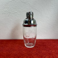Mid-Century Glas Cocktail Shaker, Hergestellt in Japan, Vintage Geätztes Rosenglas - Retro Barware, Geschenk Für Barkeeper von rutilated