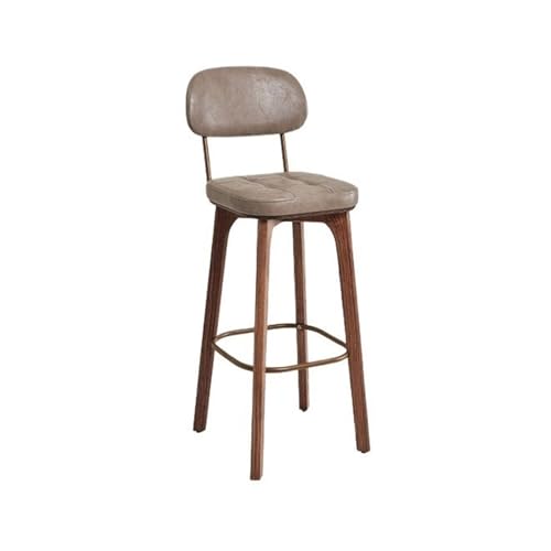 Barhocker Barstuhl Luxus Retro Leichte Rückenlehne Hoher Hocker aus Holz Einfache Home Home Barstuhl Kassierer Hohe Hocker Kommerzielle Küche Hocker (Color : Grijs ) von ruyi-1986