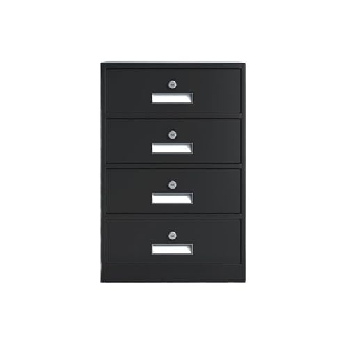 Bürokartei Aktenschrank aus verdicktem Stahlblech Multifunktionsschrank mit 4 Schubladen Aktenschrank für Büro, 65 cm Büroschrank (Schwarz) von ruyi-1986
