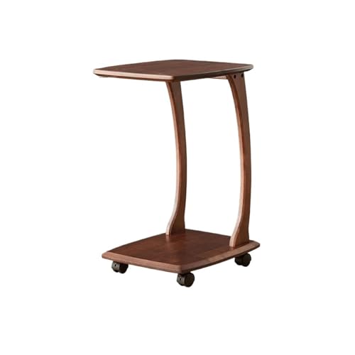 Couchtisch Massivholz mobiler kleiner Couchtisch Home Wohnzimmer Typ Kleiner Tisch mit Rädern Couchtisch Nachttisch Schlafzimmer Ecktisch Teetisch Beistelltisch(Braun) von ruyi-1986