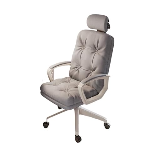 Schreibtischstuhl Bürostuhl mit hoher Rückenlehne Drehstuhl aus Leder für zu Hause mit Rädern Bequemer weicher und verstellbarer Bürostuhl Absteigender Drehstuhl Bürostuhl (Grijs) von ruyi-1986