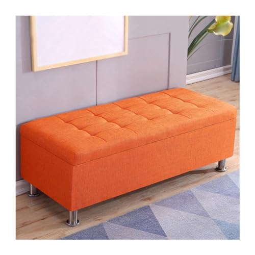 Schuhhocker Hocker für rechteckiges Sofa Schuhputzer Hocker Nachttisch multifunktionaler Aufbewahrungshocker Hocker für Ankleidezimmer Eingangsbank (Orange, 90 x 40 x 40 cm) von ruyi-1986