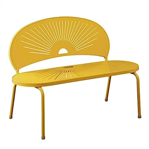 ruyi-1986 Bank für den Außenbereich, Bank für den Außenbereich mit Rückenlehne, Aluminiumlegierung, Terrasse, Balkon, Rasen, leichter Freizeitstuhl, Gartenbank und Terrasse (Gelb, 120 x 63 x 85 cm) von ruyi-1986