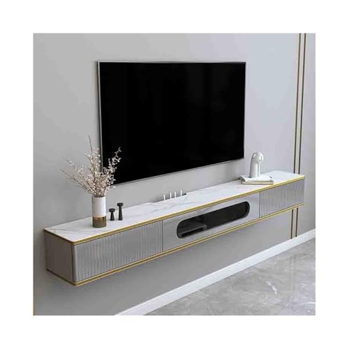ruyi-1986 Moderne und luxuriöse TV-Konsole mit Tisch in Steinimitation, Aufbewahrungsschrank zur Wandmontage von 70,8/78,7 Zoll für unter dem Fernseher (Grijs, 180 x 24 x 20 cm) von ruyi-1986