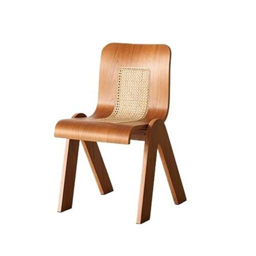 ruyi-1986 Rattan-Stuhl Retro-Esstuhl aus Rattan – Rückenlehne aus Holz, Loungesessel für Entspannung auf dem Balkon, Seitenstühle Retro aus der Mitte des Jahrhunderts, Korbstuhl (Bruin) von ruyi-1986