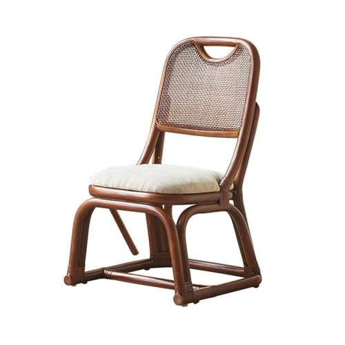 ruyi-1986 Rattanstuhl Moderner Stuhl aus Rattan mit Sitzkissen, Stilstuhl, Retro-Stuhl, für Schlafzimmer/Kamin/Lesezimmer, Korbstuhl von ruyi-1986