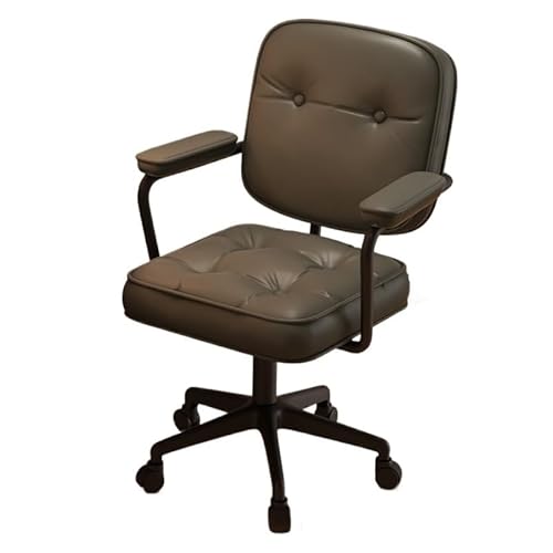 ruyi-1986 Schreibtischstuhl Kleiner Bürostuhl Computerstuhl für Schlafzimmer aus Kunstleder Bequemer Home Office Stuhl Drehstuhl mit Rädern Bürostuhl (Grijs) von ruyi-1986