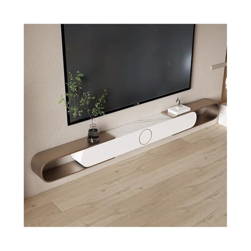 ruyi-1986 Wandmontierter TV-Schrank, erweiterbarer hängender TV-Schrank mit Schubladen, Gestell aus Edelstahl und Platte aus Steinplatte, moderne Multimedia-Konsole für Unterhaltung von ruyi-1986