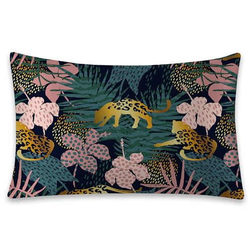 Satin-Kissenbezug, Leoparden- und tropische Blätter, seidiger Kissenbezug für Haar und Haut, King-Size, 50,8 x 91,4 cm, weich, kühlend, bedruckt, mit verstecktem Reißverschluss, Geschenke für Damen Satin-Kissenbezug, Leoparden- und tropische Blätter, seidiger Kissenbezug für Haar und Haut, King-Size, 50,8 x 91,4 cm, weich, kühlend, bedruckt, mit verstecktem Reißverschluss, Geschenke für Damen von rzzlp