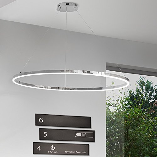 s.LUCE Ring L LED-Hängeleuchte Ø 80cm Chrom LED-Ringleuchte LED-Ringlampe LED-Hängelampe Ring-Pendelleuchte von s`luce