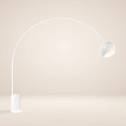 s.luce Ball Design-Bogenlampe Marmorfuß modern Bogenleuchte Stehlampe Stehleuchte, Schirm Weiß, Basis Weiß von s`luce