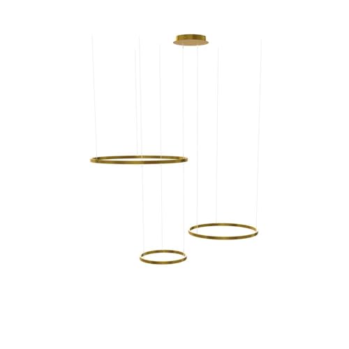 s.luce LED 3er-Ring Pendelleuchten Kombination Exzentrisch Hängelampe Ringlampe, Farbe:Gold, Größe:Ø 80 | 60 | 40cm von s`luce