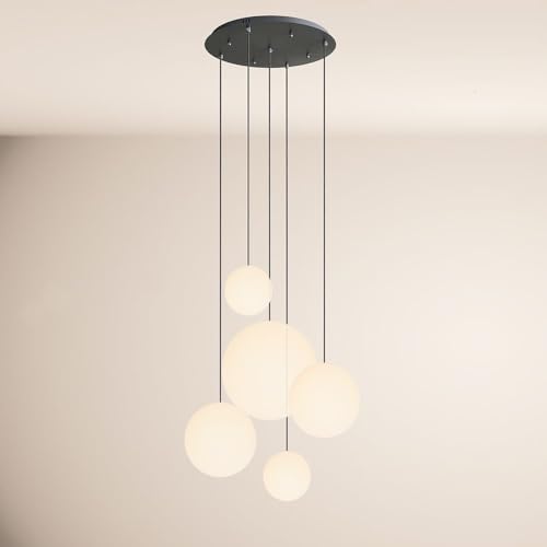 s.luce Orb 5-flammige Galerielampe Modular Galerieleuchte Treppenhausleuchte, Farbe Glas:Weiß, Farbe Aufhängung:Schwarz s.luce Orb 5-flammige Galerielampe Modular Galerieleuchte Treppenhausleuchte, Farbe Glas:Weiß, Farbe Aufhängung:Schwarz von s`luce