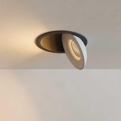 s.luce Santa Deep LED-Einbaustrahler schwenkbar dimmbar Deckenlampe Deckenleuchte, Farbe:Schwarz/Weiß, Lichtfarbe:Extra Warmweiß (2700K) von s`luce