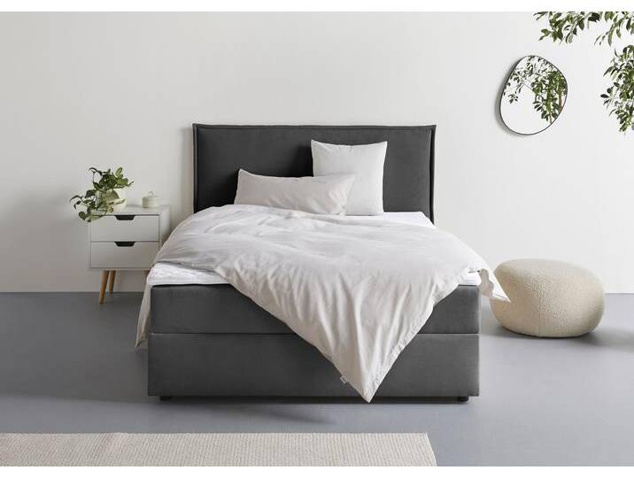Boxbett S.OLIVER Alissia , anthrazit, Microfaser Bonellfederkern H3, Liegefläche B/L: 140cm x 200cm, Gewicht bis: 100 kg H3, Federkern-Festpolster, Komplettbetten, Boxbett mit Bettkasten, inkl. Topper von s.Oliver