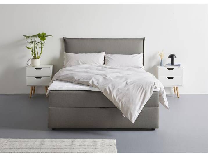 Boxbett S.OLIVER Alissia , anthrazit, Struktur (100% Polyester) Bonellfederkern H3, Liegefläche B/L: 140cm x 200cm, Gewicht bis: 100 kg H3, Federkern-Festpolster, Komplettbetten, Boxbett mit Bettkasten, inkl. Topper von s.Oliver