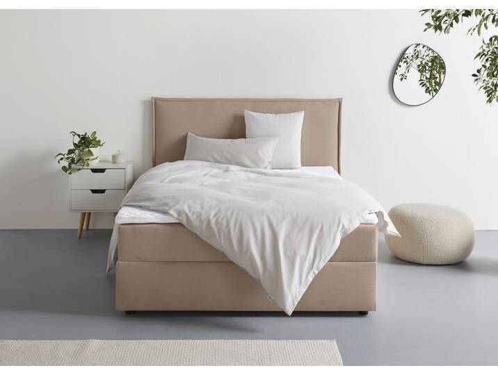 Boxbett S.OLIVER Alissia , hellbraun, Microfaser Tonnentaschenfederkern H3, Liegefläche B/L: 140cm x 200cm, Gewicht bis: 100 kg H3, Federkern-Festpolster, Komplettbetten, Boxbett mit Bettkasten, inkl. Topper von s.Oliver