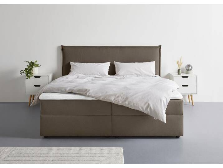 Boxbett S.OLIVER Alissia , mocca, B:198cm L:206cm, Komplettbetten, Boxbett mit Bettkasten, inkl. Topper von s.Oliver