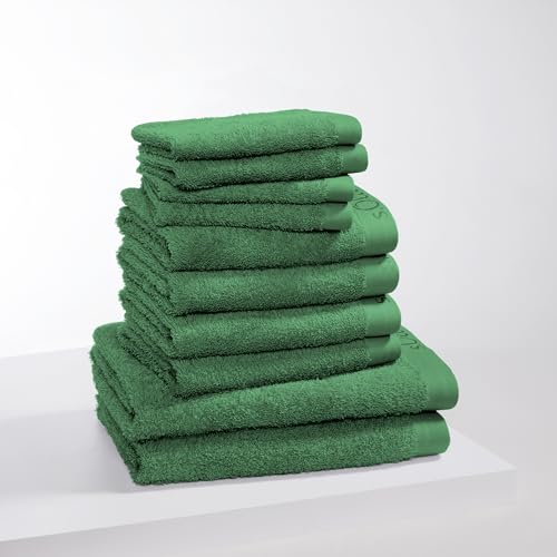 s.Oliver 10 TLG Handtuch Set - 100% Baumwolle, 600 g/m², weich & angenehm, 4X Gästehandtücher + 4X Handtücher + 2X Duschtücher grün von s.Oliver