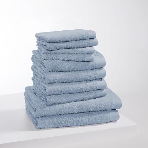 s.Oliver 10 TLG Handtuch Set - 100% Baumwolle, 600 g/m², weich & angenehm, 4X Gästehandtücher + 4X Handtücher + 2X Duschtücher hellblau von s.Oliver