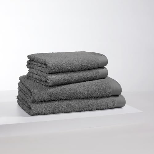 s.Oliver 4 TLG Handtuch Set - 100% Baumwolle, 600 g/m², weich & angenehm, 2X Handtücher + 2X Duschtücher grau von s.Oliver