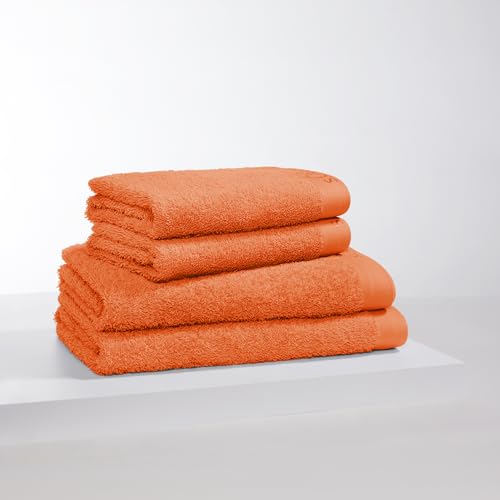 s.Oliver 4 TLG Handtuch Set - 100% Baumwolle, 600 g/m², weich & angenehm, 2X Handtücher + 2X Duschtücher orange von s.Oliver