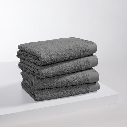 s.Oliver 4 TLG Handtuch Set - 100% Baumwolle, 600 g/m², weich & angenehm, 4X Handtücher grau von s.Oliver