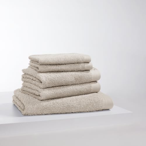 s.Oliver 5 TLG Handtuch Set - 100% Baumwolle, 600 g/m², weich & angenehm, 2X Gästehandtücher + 2X Handtücher + 1x Duschtuch beige von s.Oliver