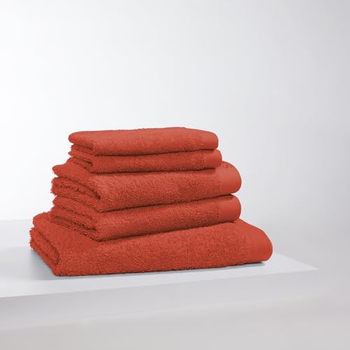 s.Oliver 5 TLG Handtuch Set - 100% Baumwolle, 600 g/m², weich & angenehm, 2X Gästehandtücher + 2X Handtücher + 1x Duschtuch rot von s.Oliver