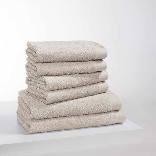 s.Oliver 6 TLG Handtuch Set - 100% Baumwolle, 600 g/m³, weich & angenehm, 4X Handtücher + 2X Duschtücher beige von s.Oliver