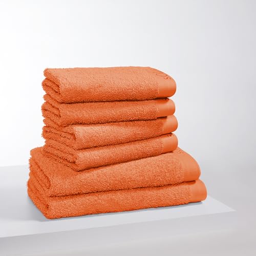 s.Oliver 6 TLG Handtuch Set - 100% Baumwolle, 600 g/m³, weich & angenehm, 4X Handtücher + 2X Duschtücher orange von s.Oliver