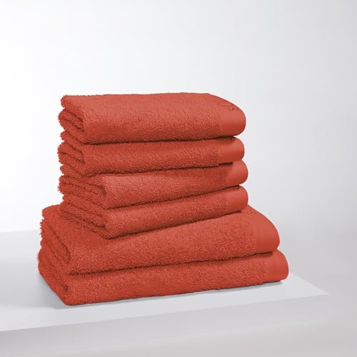 s.Oliver 6 TLG Handtuch Set - 100% Baumwolle, 600 g/m³, weich & angenehm, 4X Handtücher + 2X Duschtücher rot von s.Oliver