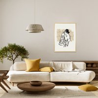 s.Oliver Bild mit Rahmen "Lazy Girl", Modern-Abstrakt-Person-Personen-Mode-Modebilder-Menschen-Kunst-Frau-Bilder von Frauen, (1 St.), HD Premium Posterdruck mit Echtholzrahmen von s.Oliver