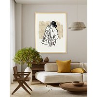s.Oliver Bild mit Rahmen "Lazy Girl", Modern-Abstrakt-Person-Personen-Mode-Modebilder-Menschen-Kunst-Frau-Bilder von Frauen, (1 St.), HD Premium Posterdruck mit Echtholzrahmen von s.Oliver