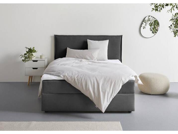 s.Oliver Boxbett Alissia, Boxbett mit Bettkasten, inkl. Topper, grau, Bonellfederkern H2, H2 (80 kg), anthrazit von s.Oliver