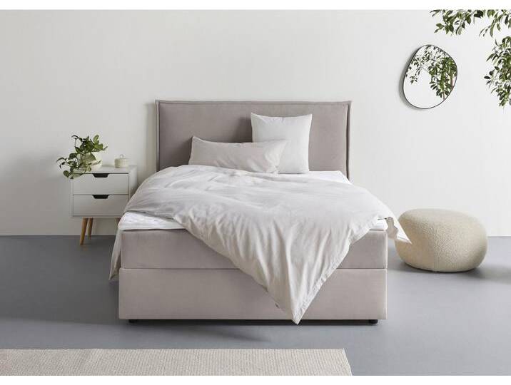 s.Oliver Boxbett Alissia, Boxbett mit Bettkasten, inkl. Topper, grau, Bonellfederkern H2, H2 (80 kg), grau von s.Oliver